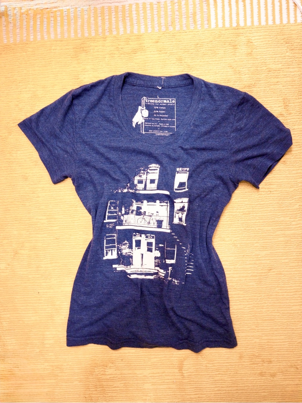 Navy Graphic Tee with White Building Print